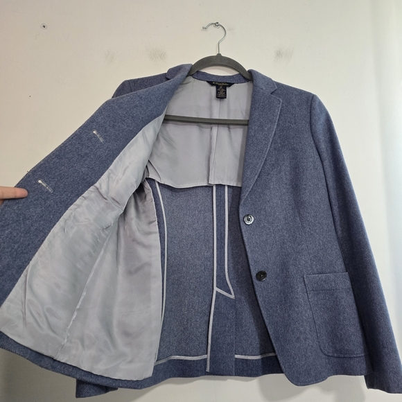 Brooks Brothers wool and angora rabbit hair blend blazer in blue Office Business - Picture 4 of 11
